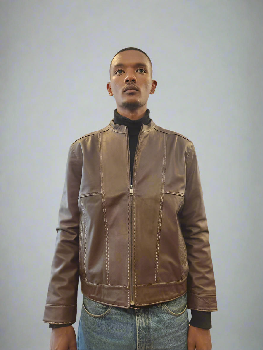 Men’s Brown Leather Jacket – Timeless Classic with Versatile Design